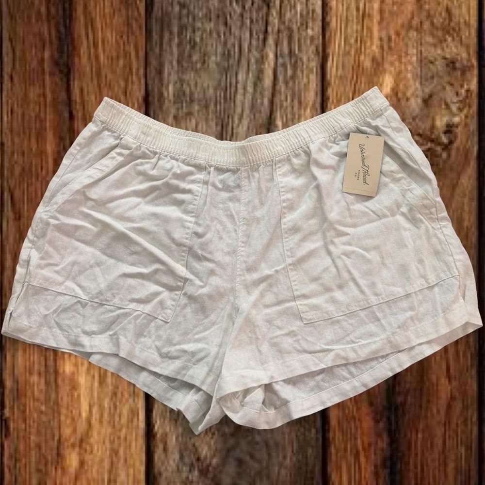 Universal Thread White Linen Blend Pull On Shorts Large NWT